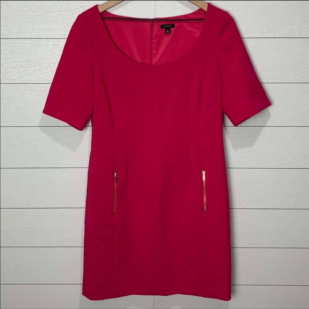 Ann Taylor Pink Scoop Neck Sheath Mini Dress
